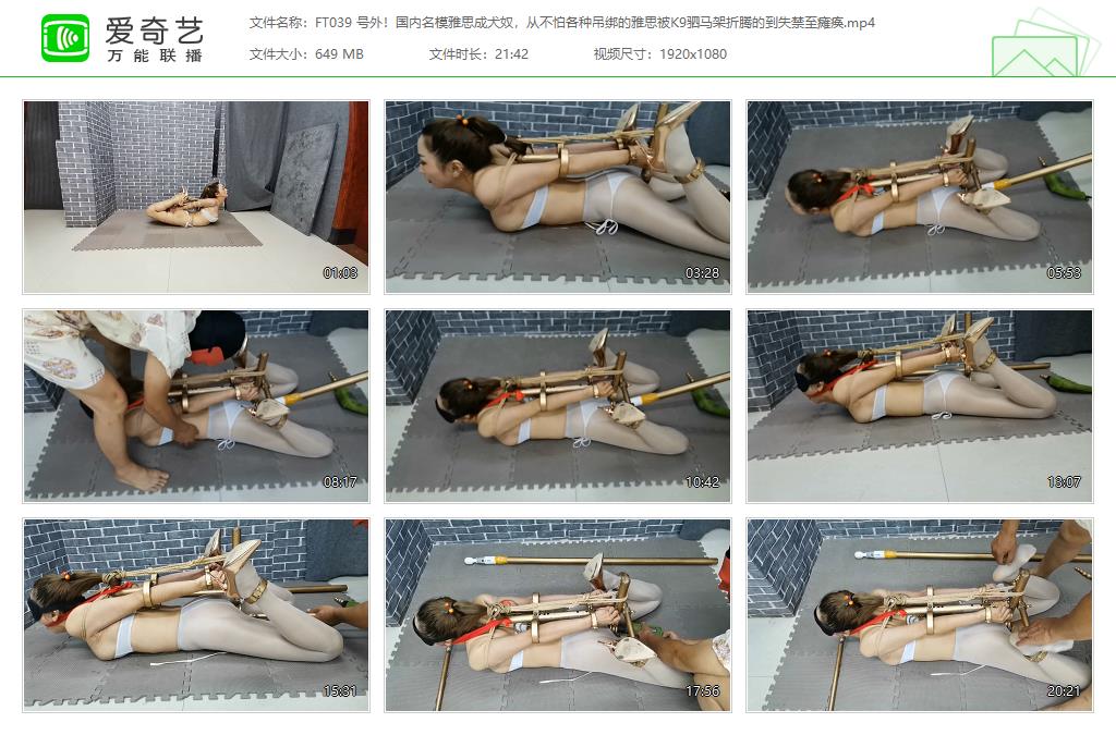 FT039 号外！国内名模雅思成犬奴，从不怕各种吊绑的雅思被K9驷马架折腾的到失禁至瘫痪.jpg
