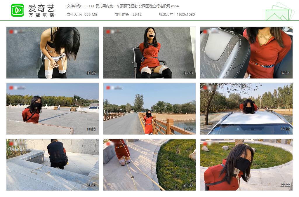 FT111 云儿国内第一车顶驷马逛街 公园里跪立行走股绳[20230415-115941546].jpg