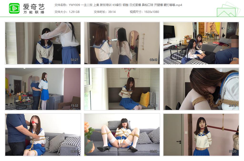 YWY009 一主二奴 上集 新奴培训 K9牵引 钢枷 日式紧缚 鼻钩口球 开腿缚 鞭打等等[2023.jpg