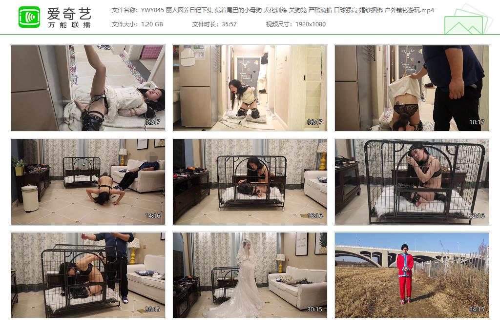YWY045 丽人圈养日记下集 戴着尾巴的小母狗 犬化训练 关狗笼 严酷滴蜡 口球强高 婚纱.jpg