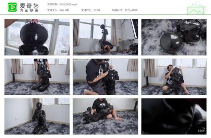 闪闪工作室_时雨的乳胶初体验 多种封闭抑制 呼吸头套K9爬行